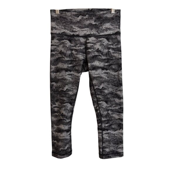 Lululemon Wunder Under Hi Rise Gray Black Patterned High Waisted 7/8Leggings - Picture 1 of 8